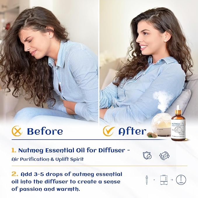 HIQILI Nutmeg Essential Oil 3.38 Fl Oz, Pure Natural Nutmeg Oil for Aromatherapy, Diffuser - 100ml-Velvo Beauty