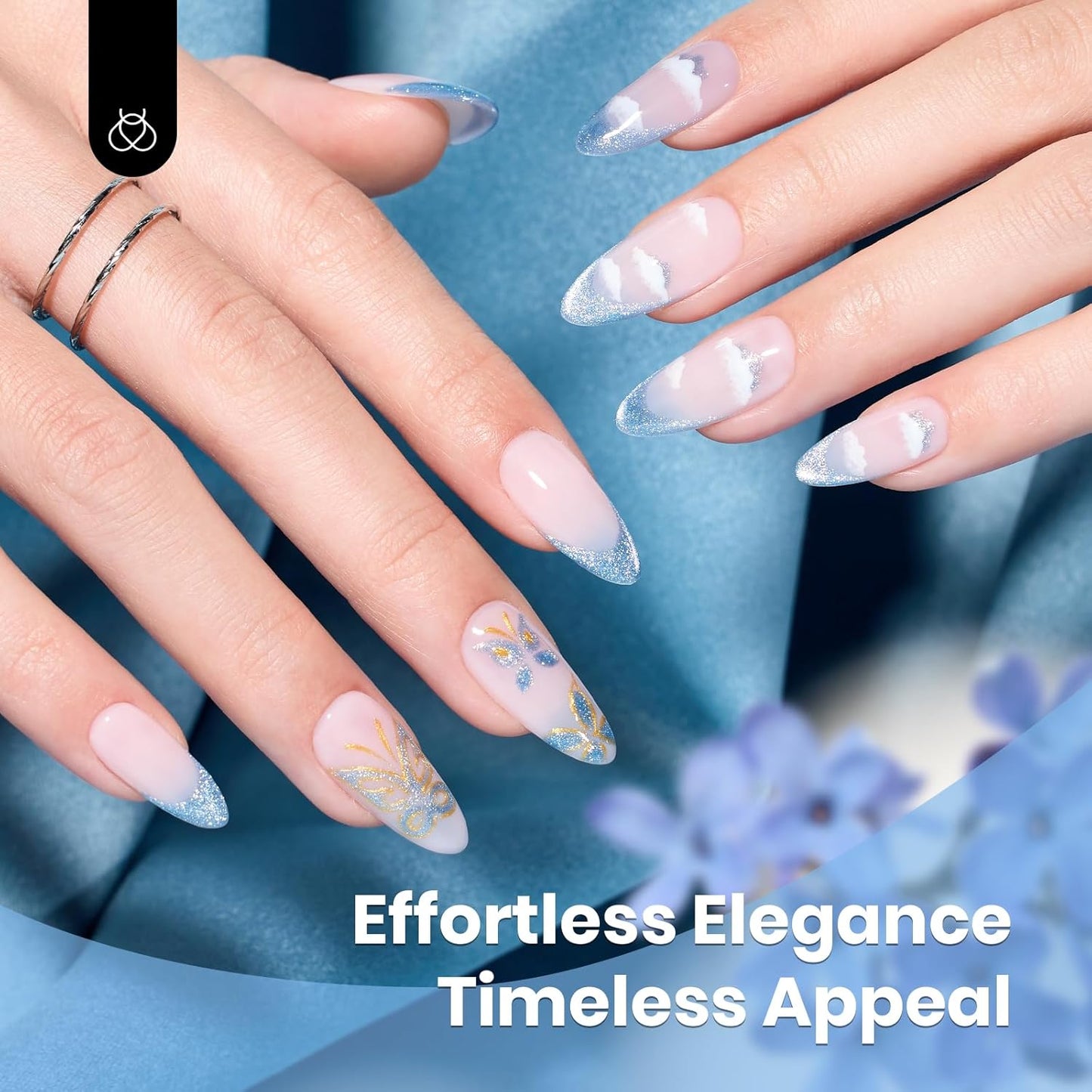 Beetles Blue Cat Eye Gel Polish, 15ML Light Blue Cat Eye Glitter Gel Polish with Magnet Soak Off UV Shimmer Velvet Gel Arctic Aurora Series French Nail Art Design Manicure Gifts for Women-Velvo Beauty