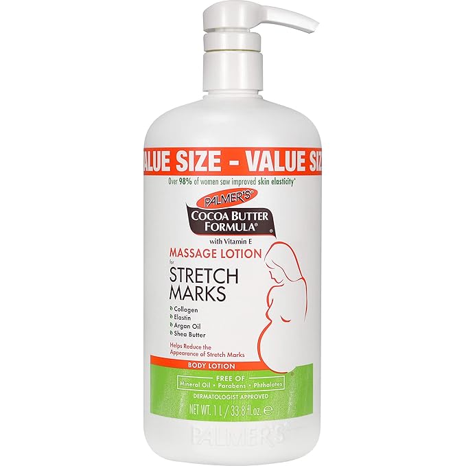 Palmer's Cocoa Butter Pregnancy Stretch Mark Lotion with Shea Butter, Oils, Collagen, and Elastin, 33.8 and 8.5 Ounces-Velvo Beauty
