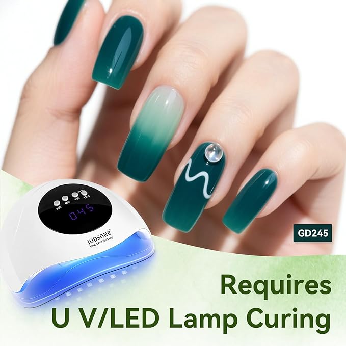 JODSONE Jelly Gel Nail Polish Set of 6 Colors Green Set Need U V Cured for Nail Art Manicure DIY Salon at Home Gift for Women-Velvo Beauty