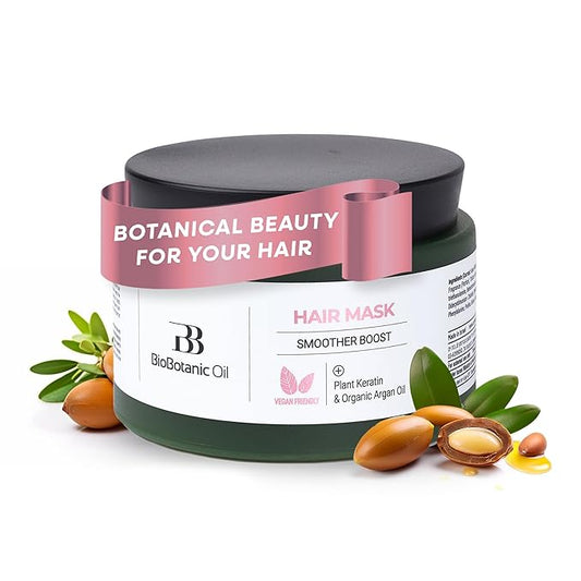 Bio Botanic Oil Range – Hair Mask for Straightened Hair with Plant Keratin & Organic Argan Oil, SLS-Free Deep Hydration & Repair, Salt-Free Formula for Long-Lasting Smoothness-Velvo Beauty
