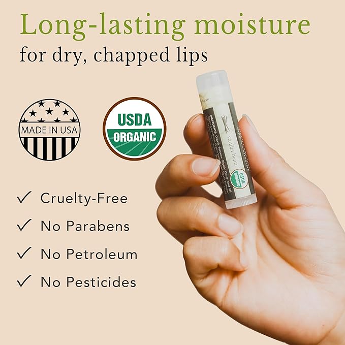 4 Pack Organic Vanilla Bean & Honey Lip Balm - Natural Lip Moisturizer Gifts for Men, Women & Kids-Velvo Beauty