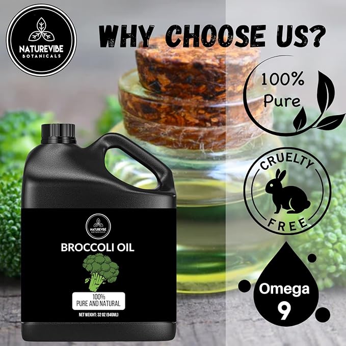 Naturevibe Botanicals Broccoli Oil 32 Ounces | 100% Pure and Natural | Great for Skin Care and Hair Care-Velvo Beauty
