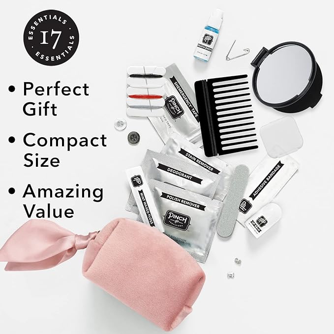 Pinch Provisions Velvet Minimergency Kit, for Her, Includes 17 Must-Have Emergency Essential Items, Compact, Multi-Functional Pouch, Gift for Parties and Birthdays-Velvo Beauty