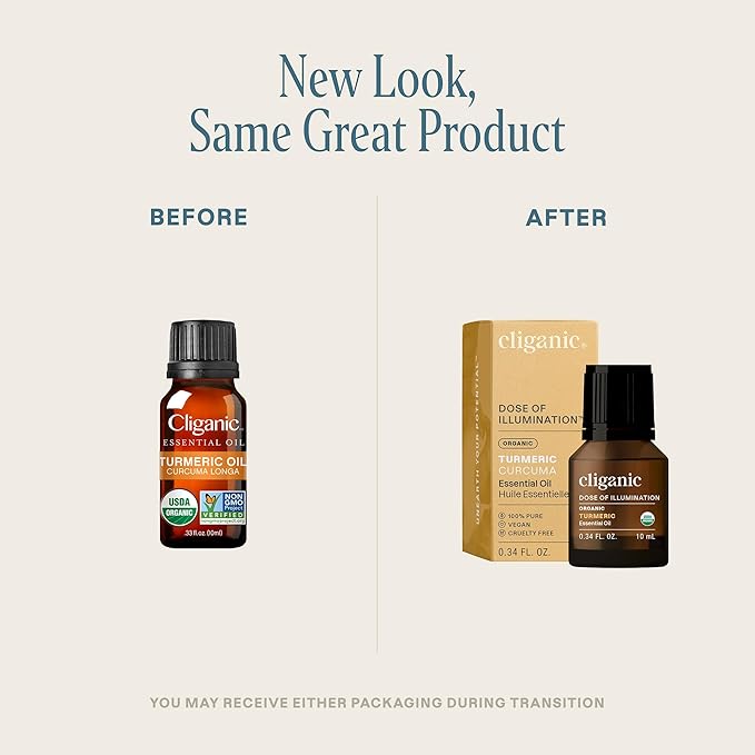 Cliganic Organic Turmeric Essential Oil, 100% Pure Natural for Aromatherapy | Non-GMO Verified (Packaging May Vary)-Velvo Beauty