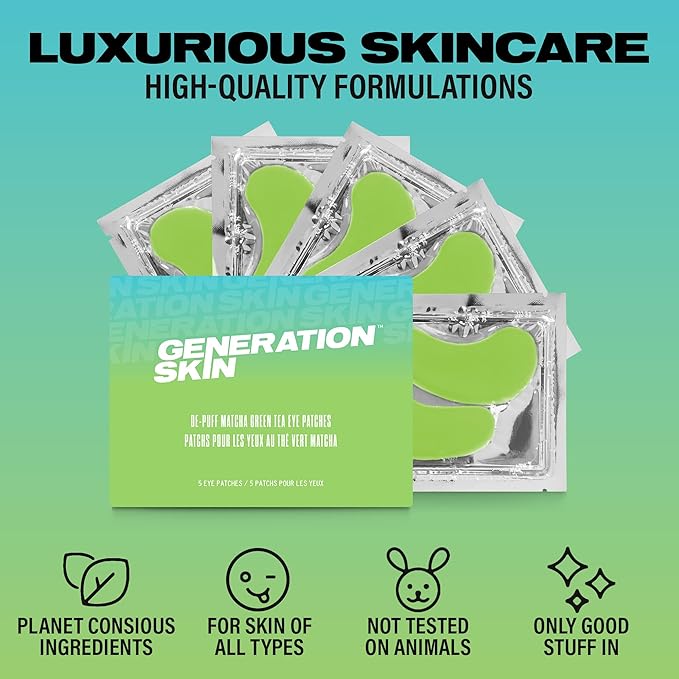 Eye Mask, Eye Masks for Dark Circles and Puffiness, Under Eye Mask with Hyaluronic Acid and Matcha Green Tea, Vegan and Cruelty-Free Under Eye Patches, Green Tea Eye Masks, 5-Pack-Velvo Beauty