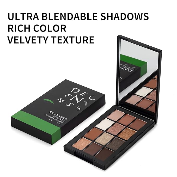 12 Colors Eyeshadow Palette Makeup Shades Nude Matte Shimmer Glitter Pigment, Pro Long Lasting&Waterproof Highlighting Makeup Palette,Ideal Gift(Natural Credential)-Velvo Beauty