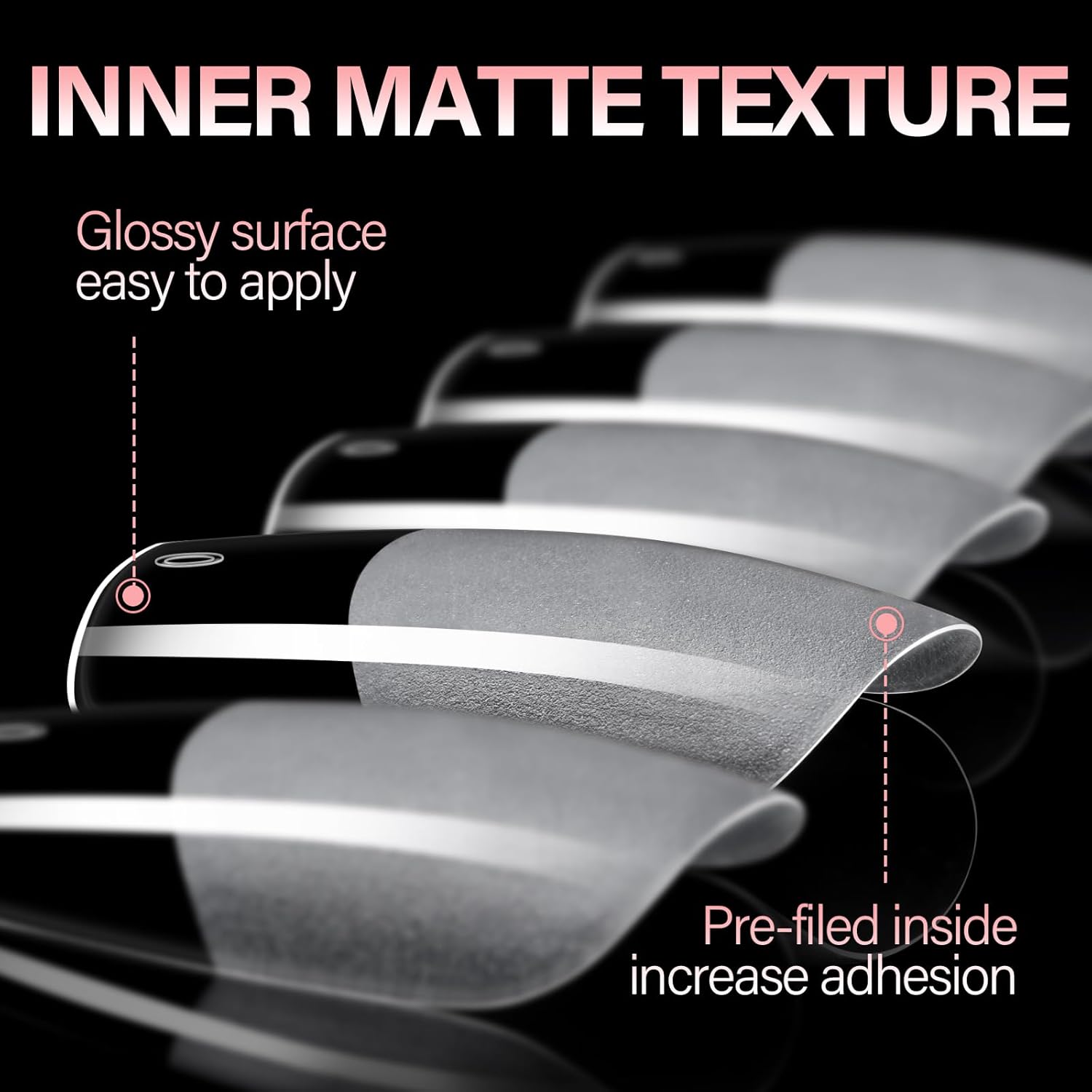 AILLSA Medium Coffin Nail Tips 240Pcs Soft Fake Nail Gel Tips Pre-Shaped Acrylic Nail Tips, Half Matte Full Cover Clear Tips False Press on for Extension Manicure Home DIY 15 Sizes Gelly Tips-Velvo Beauty