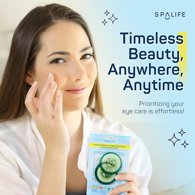 SpaLife Cooling Eye Pads - Korean Soothing Eye Pads for Dark Circles, Puffy Eyes, and Wrinkles - 48 Pads with Fruit + Vegetable Extracts - Revitalizing Hydrating Eye Pads for Eye Treatment (Cucumber)-Velvo Beauty