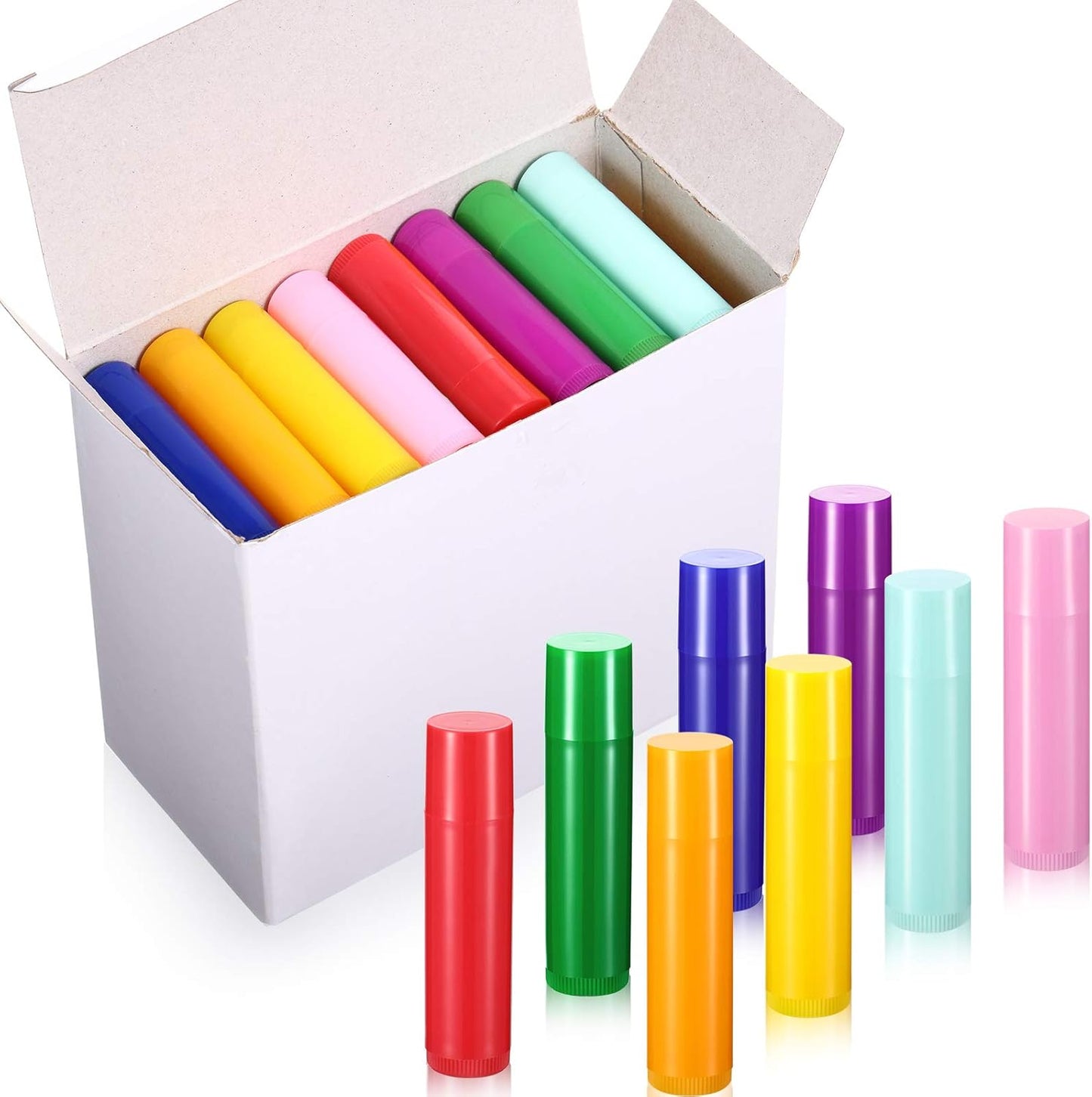 64 Pieces Lip Balm Tubes 5 ml Empty Lip Gloss Balm Containers Refillable Rotatable Plastic Lipstick Tubes DIY Lip Gloss Balm Tube Holder for DIY Cosmetic, 8 Colors-Velvo Beauty