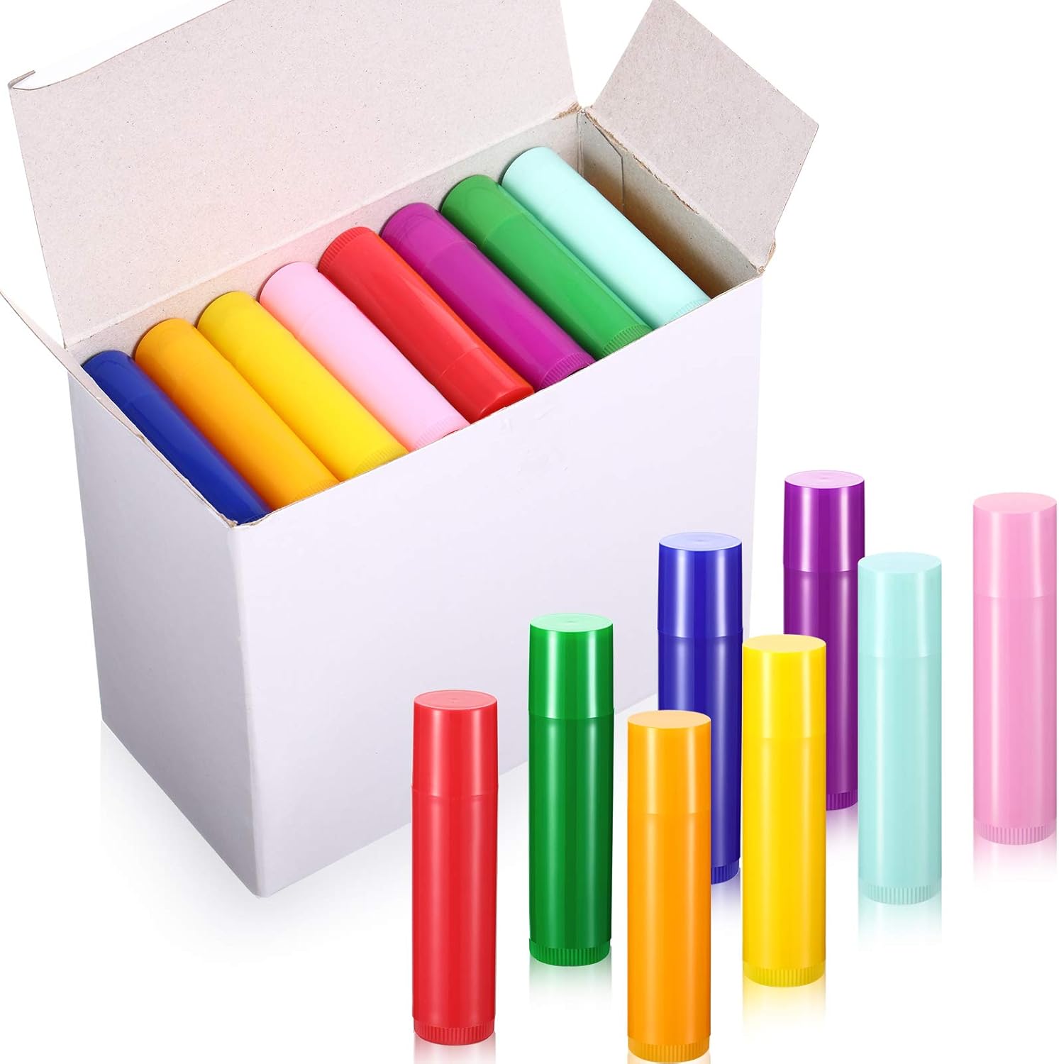 64 Pieces Lip Balm Tubes 5 ml Empty Lip Gloss Balm Containers Refillable Rotatable Plastic Lipstick Tubes DIY Lip Gloss Balm Tube Holder for DIY Cosmetic, 8 Colors-Velvo Beauty