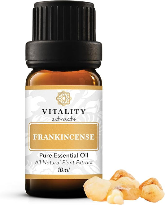 Vitality Extracts Frankincense Essential Oil - 10ml, Boswellia Serrata, Aromatherapy, Skin Care, Natural Calm, Rest & Relaxation, Yoga, Comfort-Velvo Beauty
