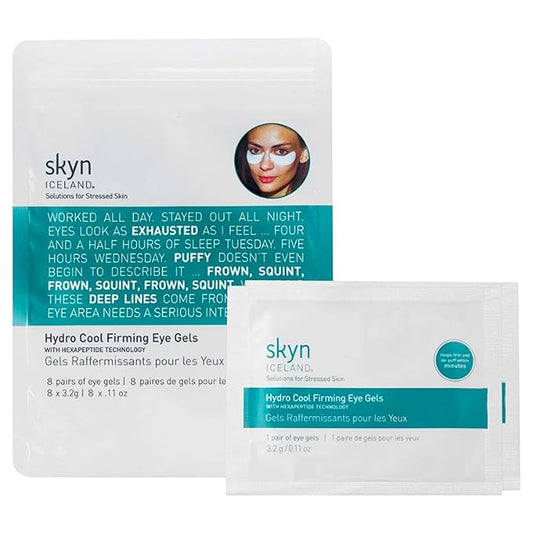 skyn ICELAND Hydro Cool Firming Under Eye Patches, Instant Cooling for Puffy, Tired Eyes with Peptides and Coenzyme Q10, 10 Minute Treatment, Vegan, All Skin Types, 8 Pairs-Velvo Beauty