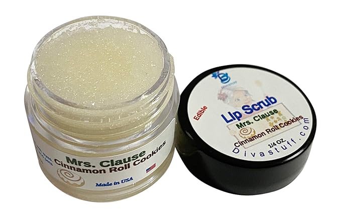 Diva Stuff Ultra Hydrating Lip Scrub for Soft Lips, Gentle Exfoliation, Moisturizer & Conditioner, ¼ oz - Made in the USA (Mrs. Clause Cinnamon Roll Cookie)-Velvo Beauty