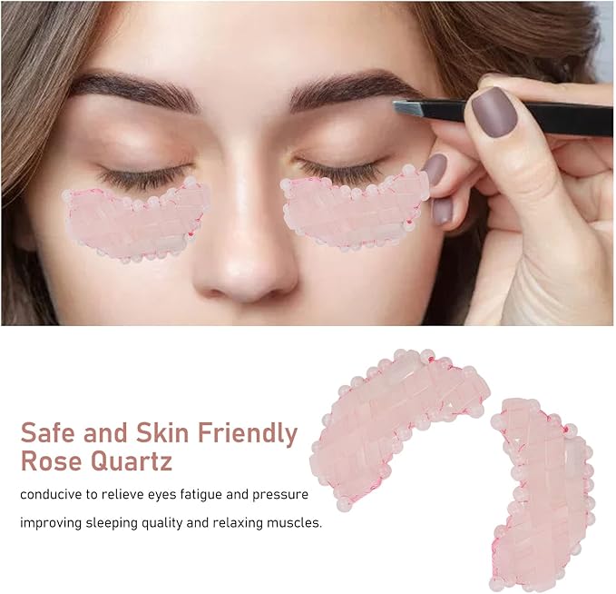 2Pcs Jade Eye Mask, Jadestone Eye Patch, Rose Quartz Anti Aging Eye Pad Sleep Eye Pad to Eliminate Wrinkles, Puffiness & Irritation (Reusable)-Velvo Beauty