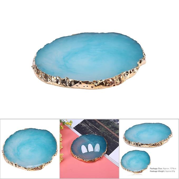 Nail Art Palette, Natural Resin Stone Nail Art Palette for Painting Placing Things Making Nail(Blue)-Velvo Beauty