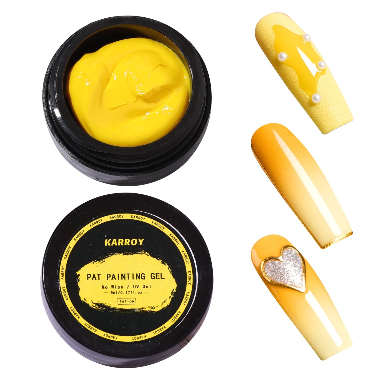 Sponge Pat Paint Nail Gel, Blending Colors Ombre Nails Gradient Gel Nail Blush Blooming Aura Nails Drawing Stripper Floral Painting Nail Art, No Wipe, UV/LED Curing 5ml 1PC (Yellow)-Velvo Beauty