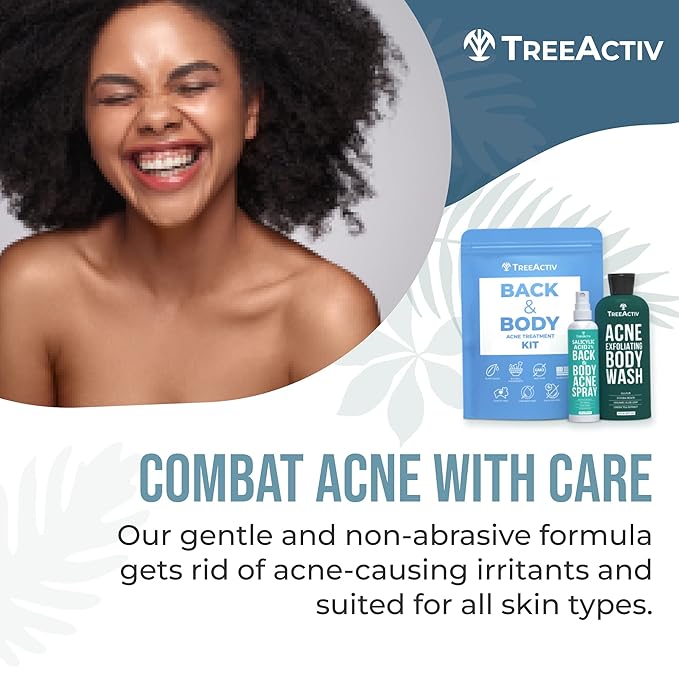 TreeActiv 90-Day Body Acne Treatment Kit, Salicylic Acid Acne Body Spray, Exfoliating Body Acne Wash, Body Acne Treatment for Back, Chest and Butt Acne Removal, Back Acne Treatment For Women and Men-Velvo Beauty
