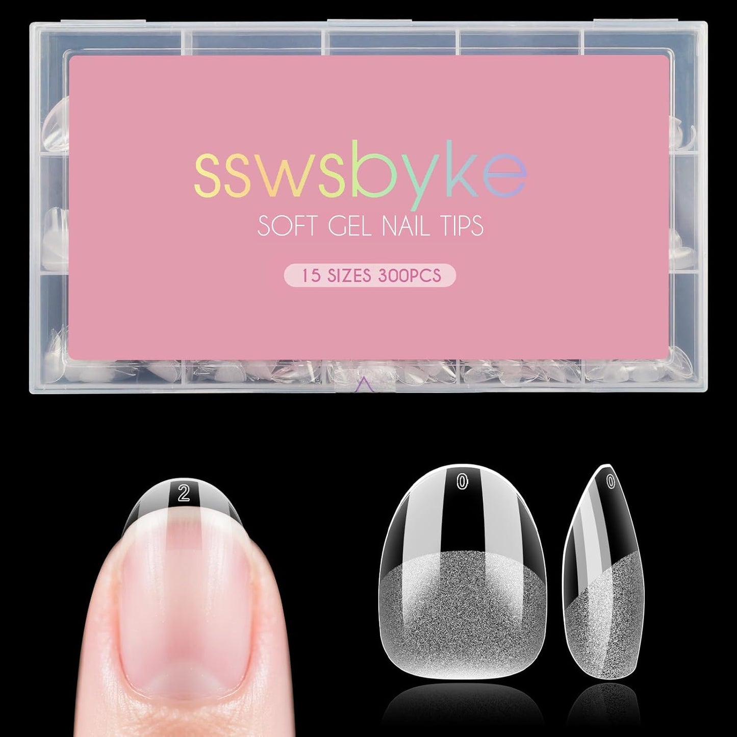 Short Oval Round Nail Tips, SSWSBYKE 300pcs Gel Acrylic Nail Tips for Full Cover Pre-Shaped Fake Nails Tips Half Matte Press On Nails for Extension Home DIY Salon 15 Sizes-Velvo Beauty
