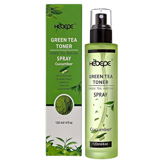 Green Tea Face Mist with Cucumber 4 oz, Matcha Facial Toner Spray Hyaluronic Acid for All Skin, Hydrating Soothing Reduces Redness Cooling After-Sun for Women Men, Alcohol-Free-Velvo Beauty