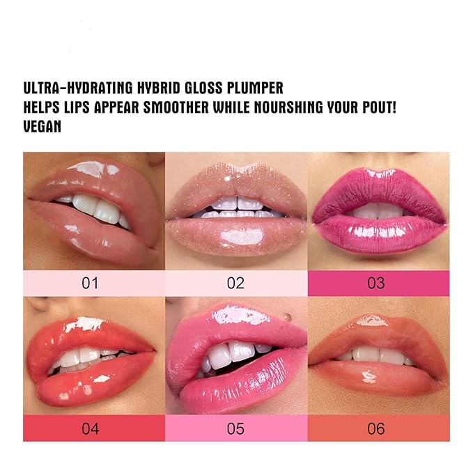 Lip Plumper 6 Colors Moisturizing Glossy Plumping Lip Gloss Long Lasting Hydrating Natural Lip Plumper for Women Girls (Color 04)-Velvo Beauty