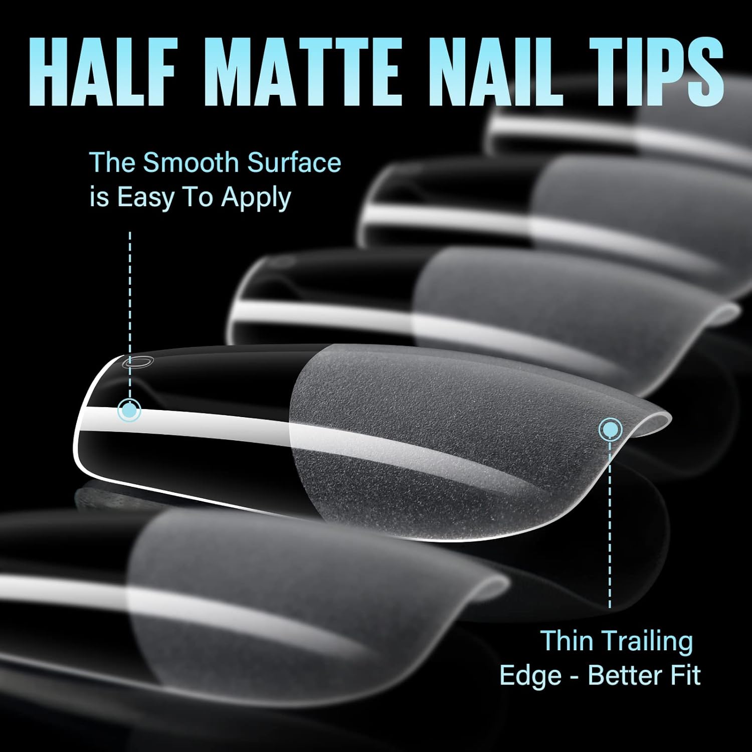 TOMICCA Medium Coffin Nail Tips, 360Pcs Half Matte Gel Nails, 15 Sizes Nail Extension Tips Set, Full Cover Pre Shaped Fake Nails for Beginner and Professional DIY Nail Salon-Velvo Beauty