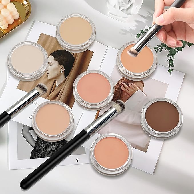 Cream Concealer Full Coverage Makeup, Matte Color Correcting Concealer with Brush, Waterproof, Conceals Blemish, Pores and Spots, Under Eye Makeup Concealer for Dark Circles (#05 MEDIUM HONEY)-Velvo Beauty