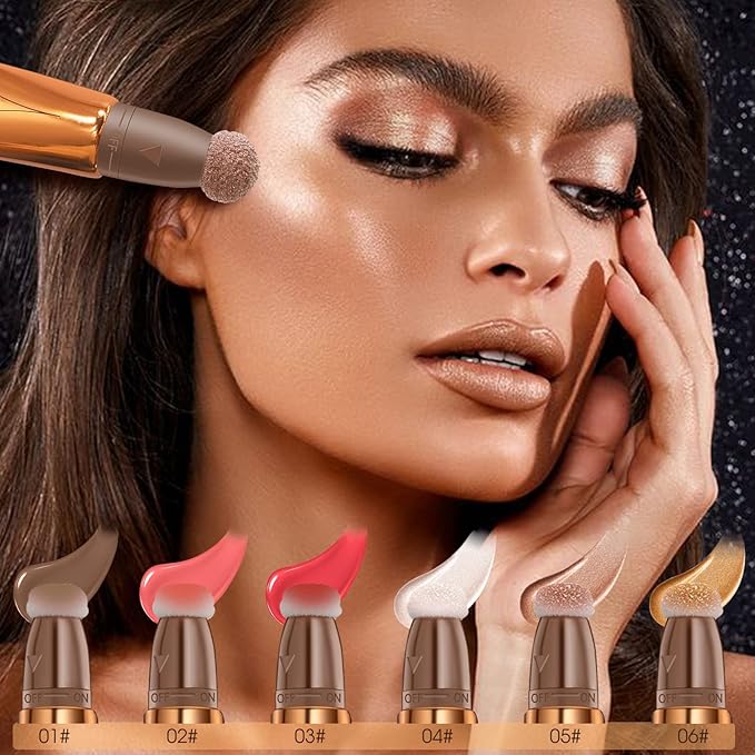 Liquid Contour Beauty Wand, Cream Liquid Contour Stick Matte Bronzer Stick with Cushion Applicator, Lightweight Blendable, Long Lasting Silky Liquid Face Shaping & Contouring Stick | 1# Contour Grey brown-Velvo Beauty