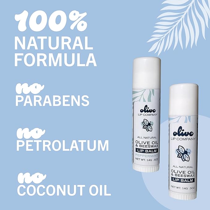 Hydrating Olive Oil and Peppermint Lip Balm with Mango Butter and Beeswax, 0.5 oz. Jumbo Tube, Clear Long Lasting Moisturizer for Dry, Cracked, Chapped Lips-Velvo Beauty