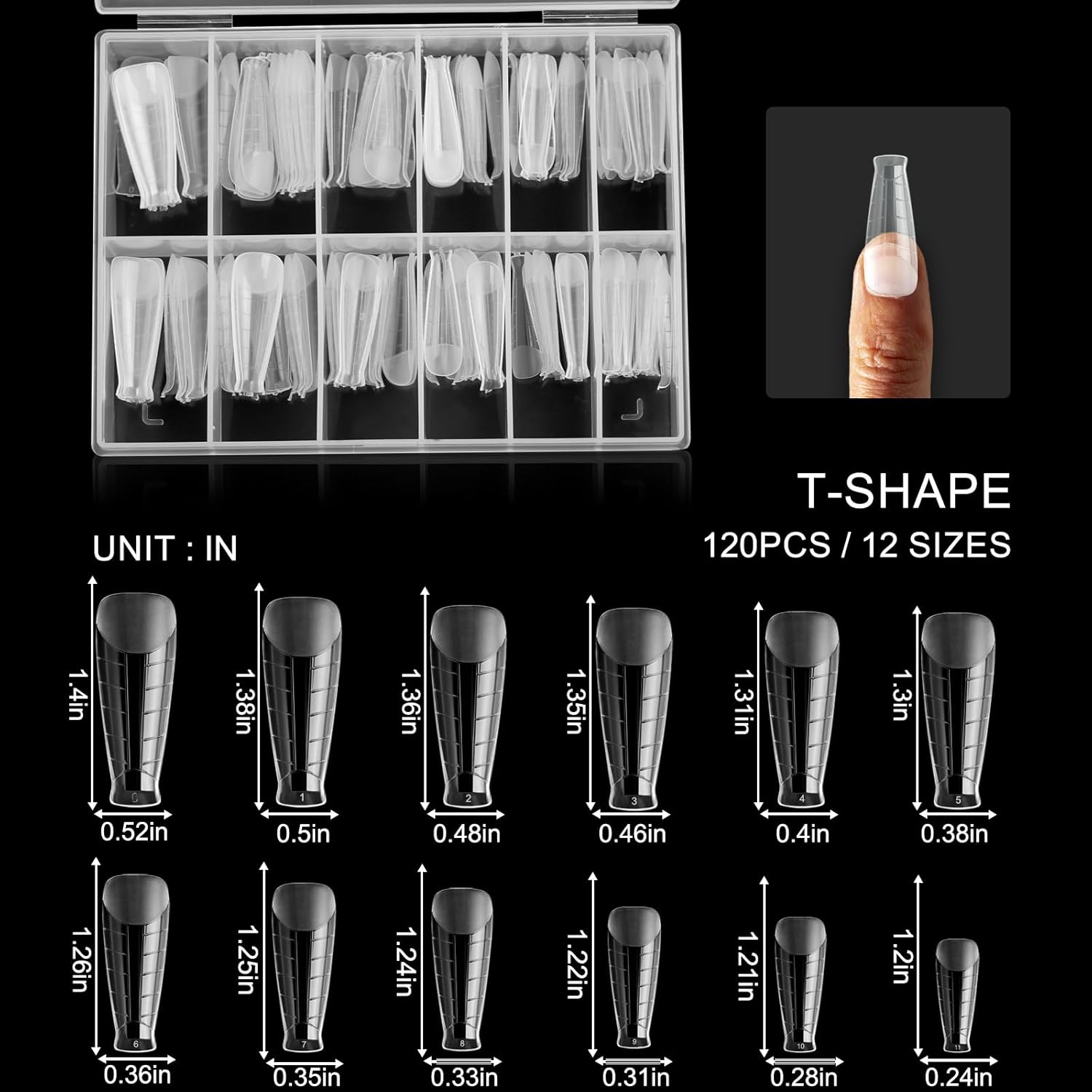 120Pcs Dual Nail Forms,T-Shape Extension Poly Nail Gel Nail Forms Full Cover Reusable Nail Molds 12 Sizes for Solid Nail Gel Glue Nail Art Design Salon&DIY-Velvo Beauty