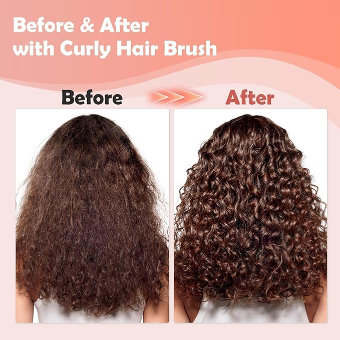Curl Defining Brush, Curly Hair Brush Defining with Side Gear for Combing, Shaping, and Styling Curly Hair, Lightweight Candy Brush Suitable for All Wet or Dry Hair Types for Women and Men (Beige)-Velvo Beauty