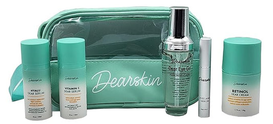 Eyelashes, Eyes & Face Skincare Gift Set: Gift her Glow with Hyaluronic Facial Serum Vitamin C Eye Gel Eyelashes Serum and Water Gel Cream-Velvo Beauty