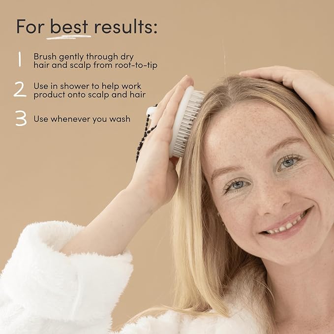 Jupiter Exfoliator Brush For Removing Dandruff & Build-Up - Detangling Scrubber For Wet or Dry Hair - Supports Circulation & Growth - For All Hair Types - Black-Velvo Beauty