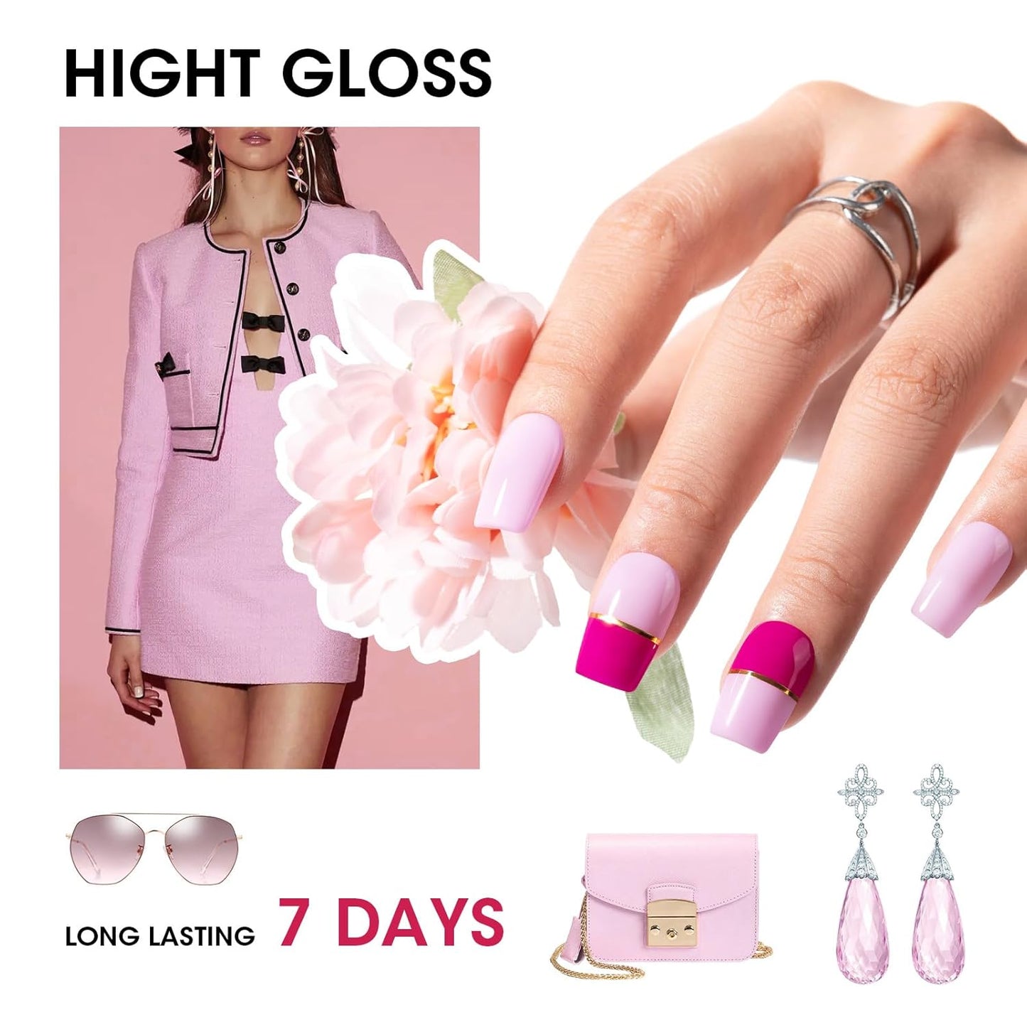 GELLEN Hot Pink Nail Polish, Pinkish Purple Natural Traditional Regular Nail Polish Quick Air Dry 6-Set For Acrylic Natural Nails Toes Home Salon, Non UV Gel, Chip Resistant, Hema Free, Toxin Free-Velvo Beauty