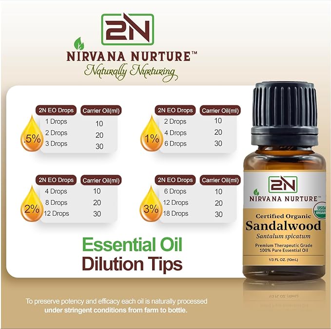 Sandalwood Essential Oil USDA Certified Organic 100% Pure Premium Therapeutic Grade, Undiluted - Aromatherapy Diffuser for Calm and Relaxation, Skin Care, Hair Care-Velvo Beauty