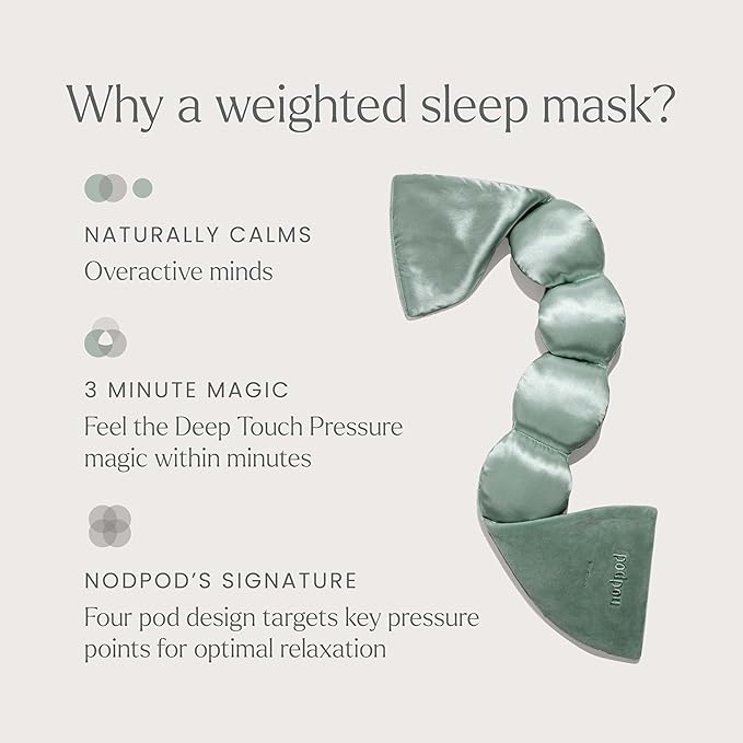 Nodpod Gentle Pressure Silk Sleep Mask | Patented Light Blocking Design for Sleeping, Travel & Relaxation | Bead Filled, Machine Washable (Willow)-Velvo Beauty