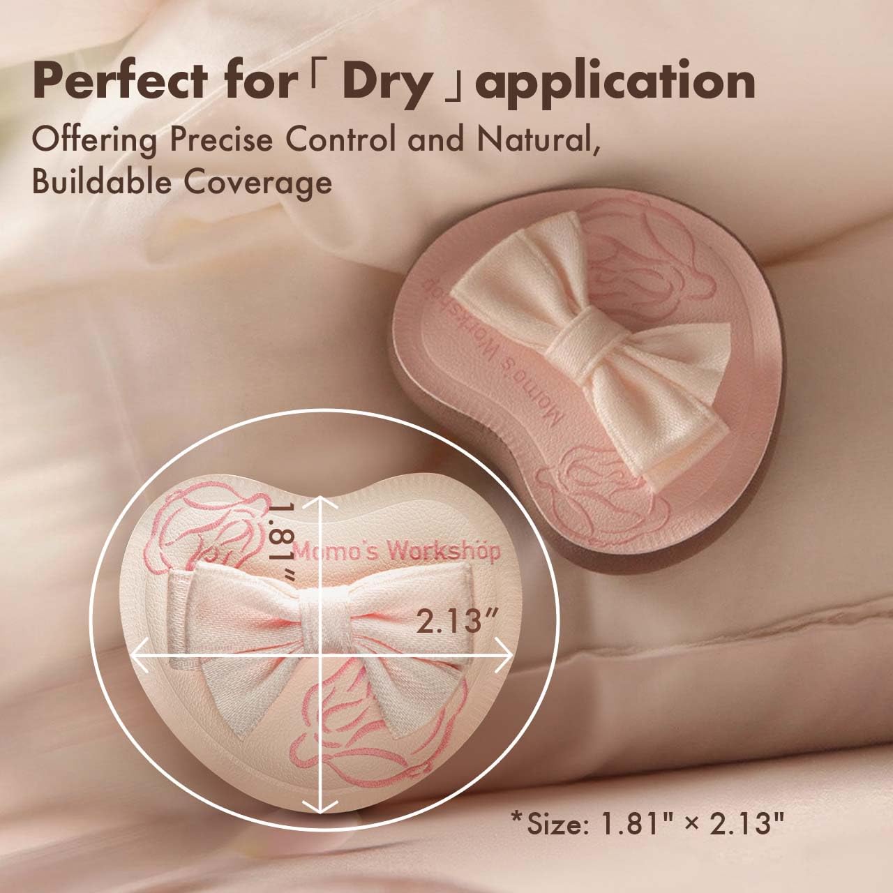 Heart-Shaped Makeup Sponge,Firm Bounce Rubycell, Foundation Sponge with Bow Tie Strap, for Precision Blending of Concealer/Cream Products, 3-Colors,Travel Friendly & Reusable & Storage Case-Velvo Beauty