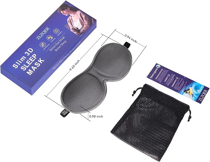 Slim 3D Sleep Mask for Side Sleepers, Blackout Sleeping Mask for Men, Women & Girls, Zero Eye Pressure, Ultra Soft Eye Masks for Sleeping, Perfect for Travel, Nap, Meditation, Airplane (Gray)-Velvo Beauty
