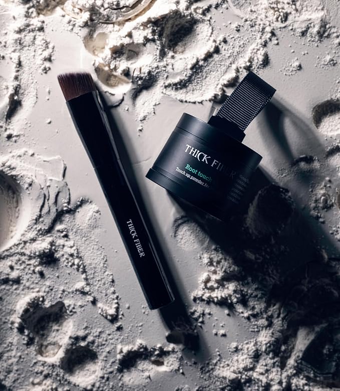 THICK FIBER Root Touch Up Powder - Water & Sweat Resistant Hair Loss Concealer Set for Thinning Hair Women, Includes Brush (Black)-Velvo Beauty