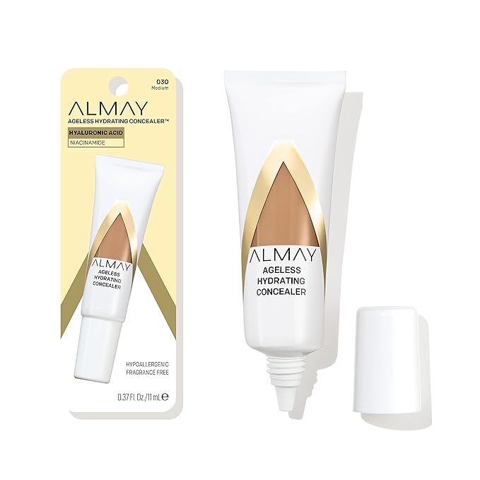 Almay Anti-Aging Concealer, Face Makeup with Hyaluronic Acid, Niacinamide, Vitamin C & E, Hypoallergenic-Fragrance Free, 030 Medium, 0.37 Fl Oz-Velvo Beauty