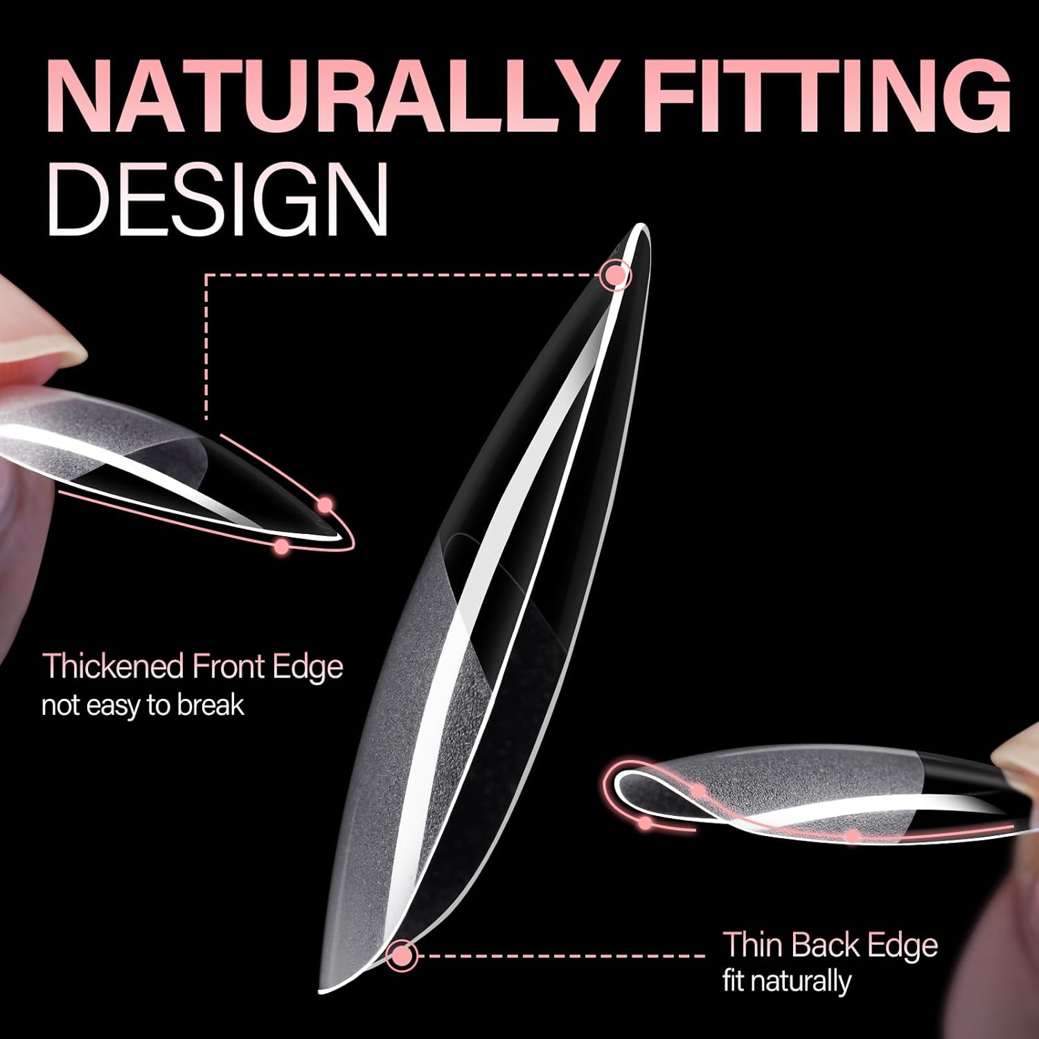 AILLSA Medium Almond Nail Tips Pre-Shaped Acrylic Nails Tips Half Matte Full Cover Tips Clear Gelly Press on Flase Nail Tips for Extension Nail Manicure Home DIY 216PCS 12Sizes-Velvo Beauty