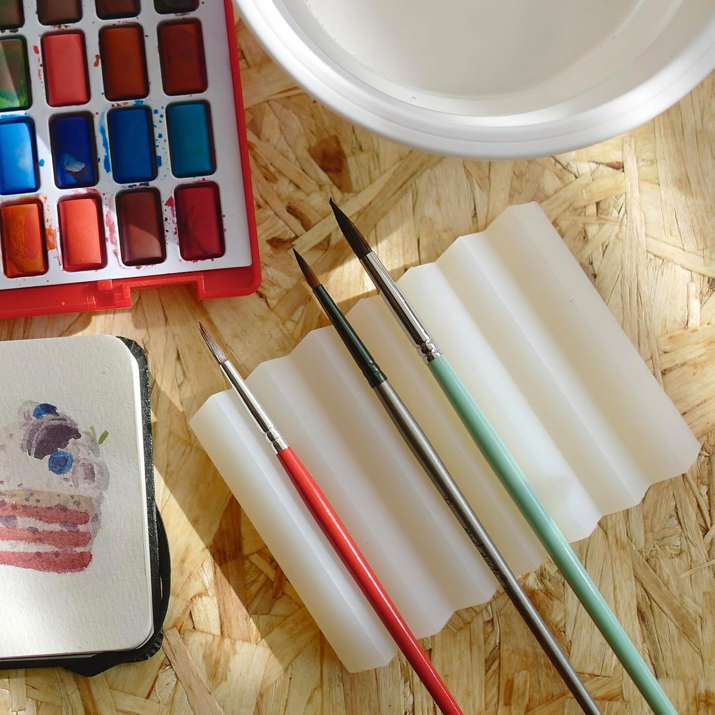 SHIMOYAMA Paint Brushes Holders, 2 Pack, Zigzag Soap Dish, Soap Holder for Watercolor Paintbrush, Bathroom, White-Velvo Beauty