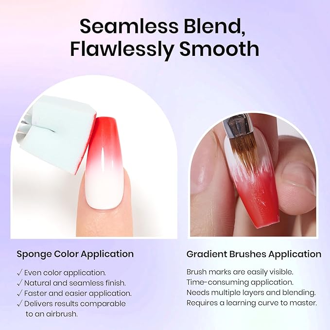 Beetles Gel Polish Soft Nail Sponges for Ombre, 88Pcs Large Size Nail Art Sponges With Grabbing Pen, Ombre Nail Brush to Creat Color Gradient Effect, Manicure Nail Art Tools for Nail Art Design-Velvo Beauty