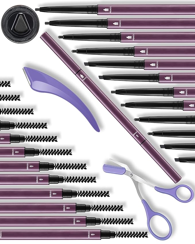 12Pcs Microblading Eyebrow Pencils Black Waterproof Eye Brow Pencil w/Eye Brow Razor & Scissors Kit 0.5mm Ultra-Fine Tip Creates Hair-Like Strokes for Women Effortless Natural Brows-Velvo Beauty