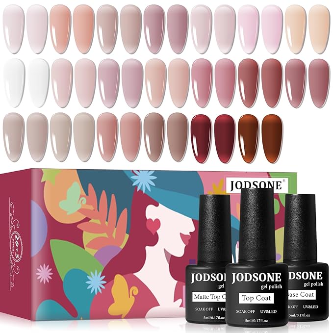 JODSONE 23PCS Gel Nail Polish Set 20 translucent Jelly Color Natural and Elegant Long Lasting Suitable for Home and Salon-Velvo Beauty