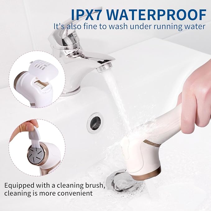 Electric Foot Callus Remover with Dander Vacuum, Rechargeable Waterproof Professional Portable Pedicure Tool, 3 Roller & 2 Speeds Electric Foot File Kit for Care of Dead Skin,Chapped,Callus,Cracks-Velvo Beauty