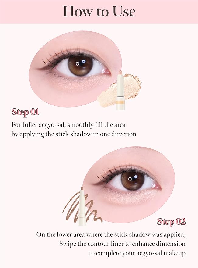 CORALHAZE Idol AEGYO-SAL Maker 01 Champagne Beige, 2-in-1 Under-Eye Highlighter and Contour Liner for Bright, Voluminous Eyes, Long-Lasting, Smudge-Proof Shimmer Stick with Natural Glow, Korean Beauty-Velvo Beauty