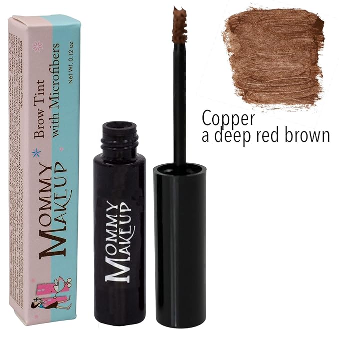 Brow Tint with Microfibers - 4-in-1 Tinted Eyebrow Gel to Groom, Hold, Sculpt & Color Your Brows, Covers Gray Hair - Water Resistant, Clump-Free, Long Lasting (Copper) by Mommy Makeup-Velvo Beauty