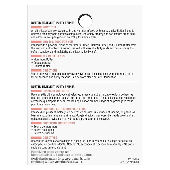 Physicians Formula Butter Believe It! Putty Primer Creamy, Skin-Perfecting, Minimizes Pores | Dermatologist Tested, Clinicially Tested-Velvo Beauty