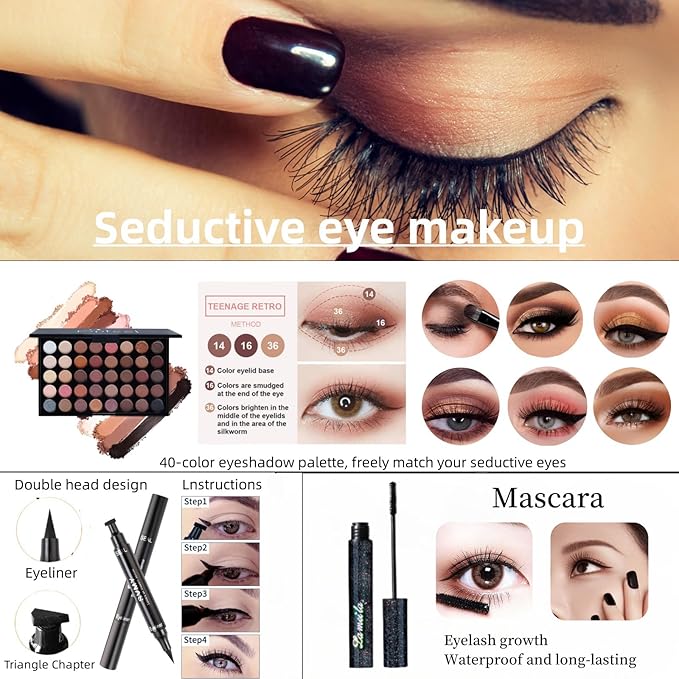 Travel Makeup Kit,Girl Makeup Kit for Girls Ages 8-12,Kids Makeup Sets for Girls 5-8,Makeup Kit for Girls,Makeup Sets For Women Full Kit,Makeup Set for Kids,Suitable for Beginners,Teens-Velvo Beauty